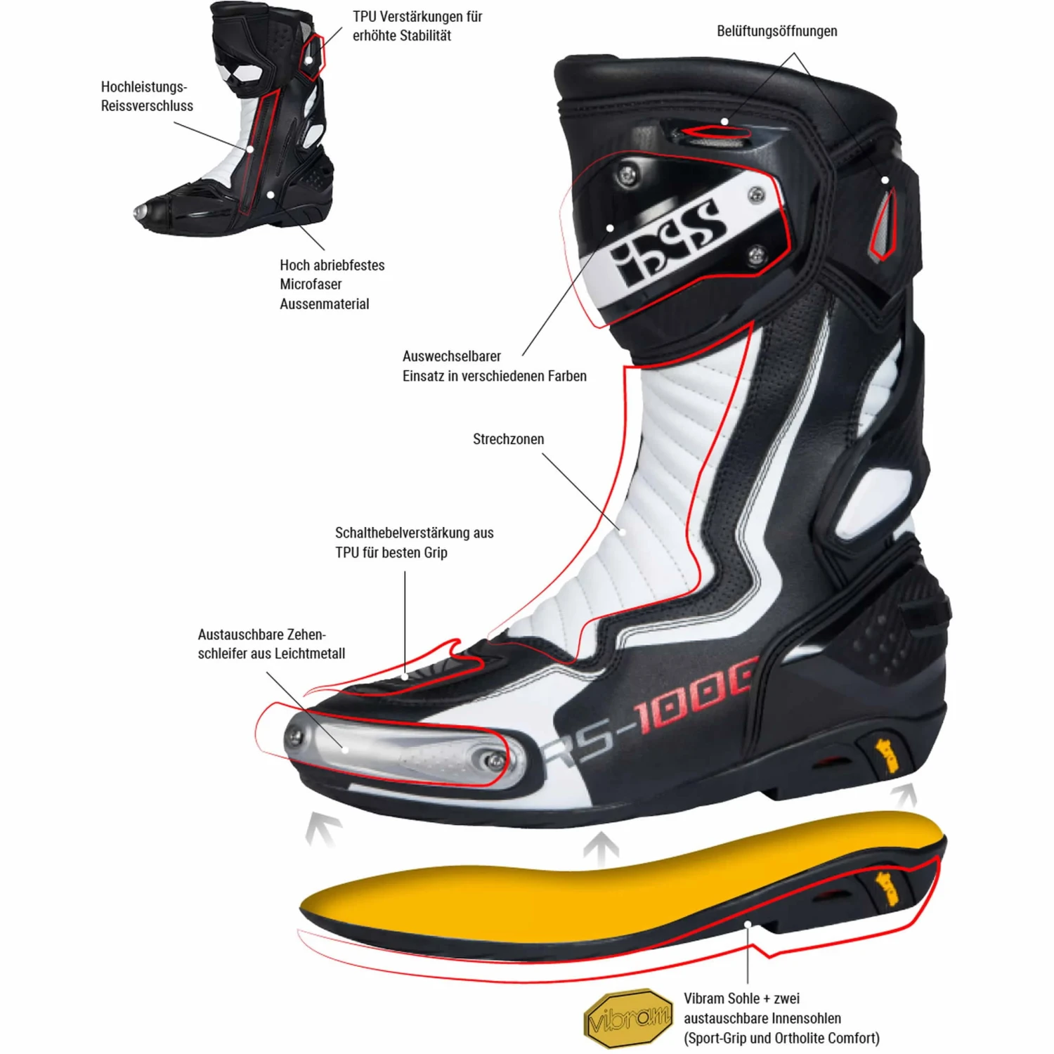 IXS Sportschoenen RS-1000 Zwart-wit - Image 3